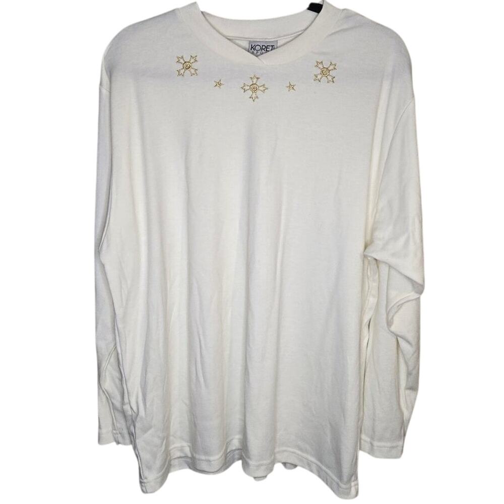 NWT Koret Sport XL White/Gold Embroidered Longsleeve Top [0319]